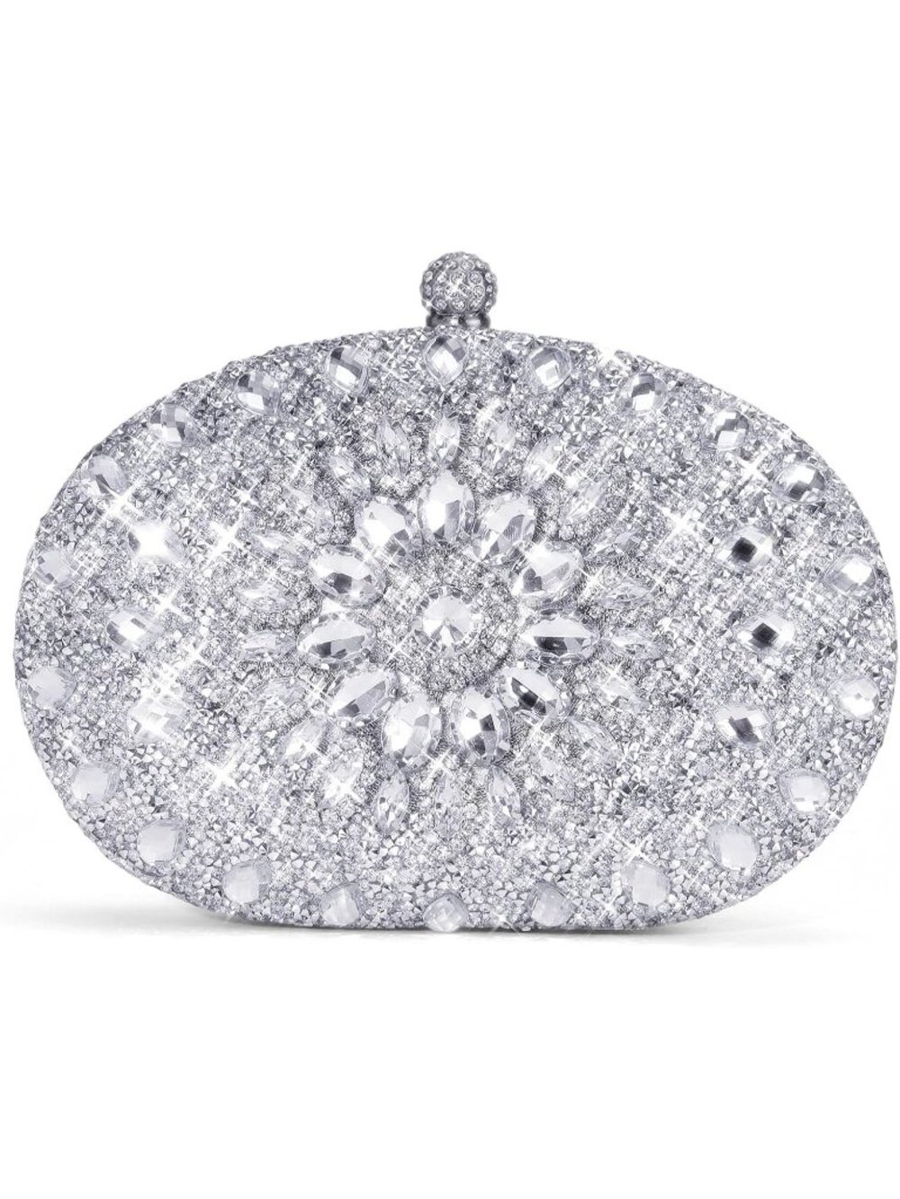 👜Women's Silver Rhinestone Clutch Purse Crystal Diamond Glitter Sparkly Handbag
